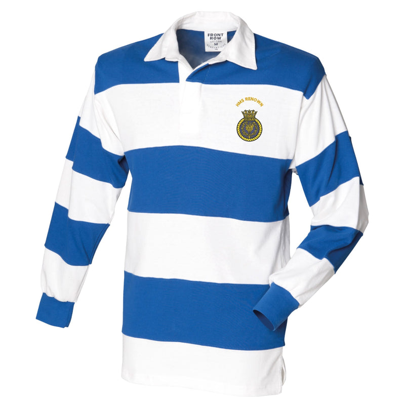 HMS Renown Front Row Sewn Stripe Long Sleeve Rugby Shirt