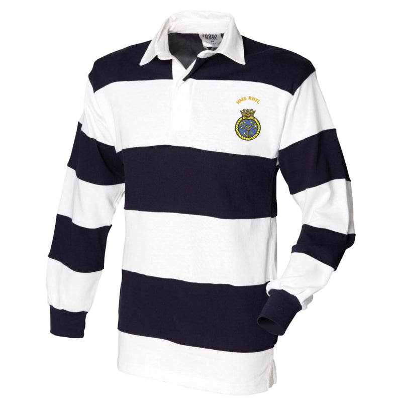 HMS Rhyl Front Row Sewn Stripe Long Sleeve Rugby Shirt
