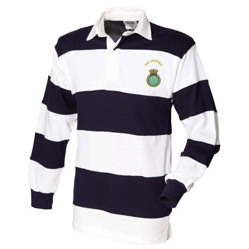 HMS Sheffield Front Row Sewn Stripe Long Sleeve Rugby Shirt