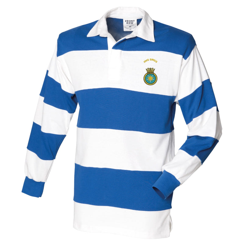 HMS Sirius Front Row Sewn Stripe Long Sleeve Rugby Shirt