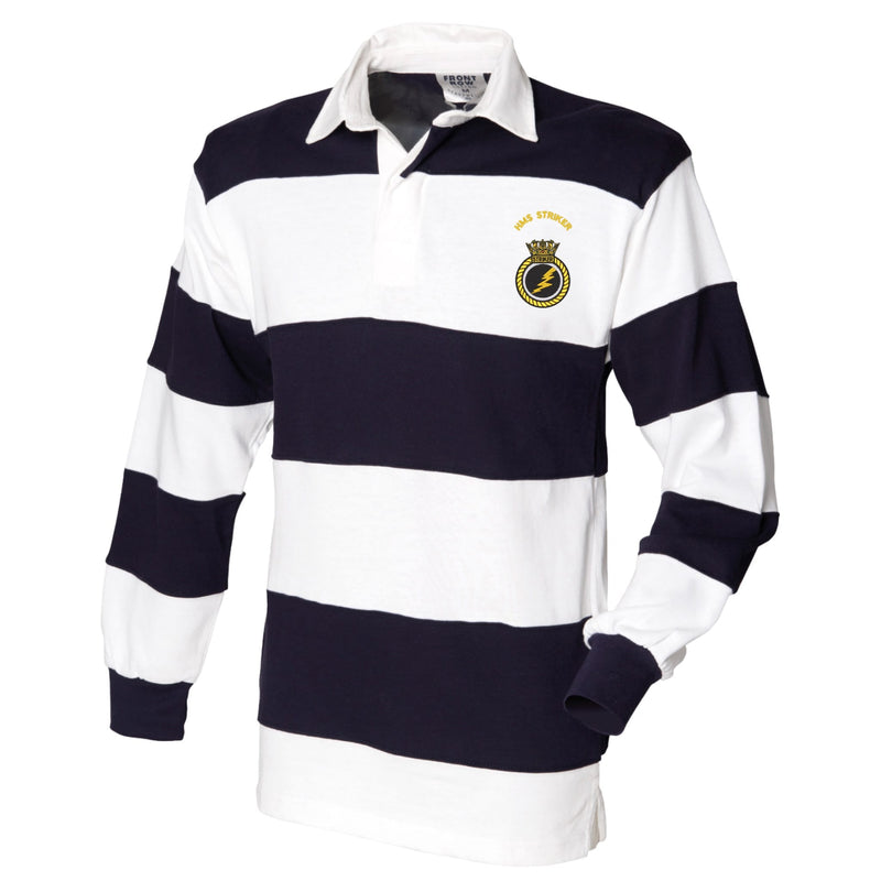 HMS Striker Front Row Sewn Stripe Long Sleeve Rugby Shirt