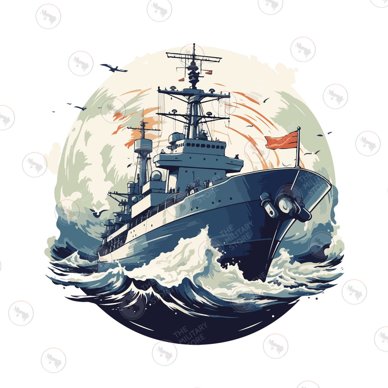 Navy Boat Printed T-Shirt