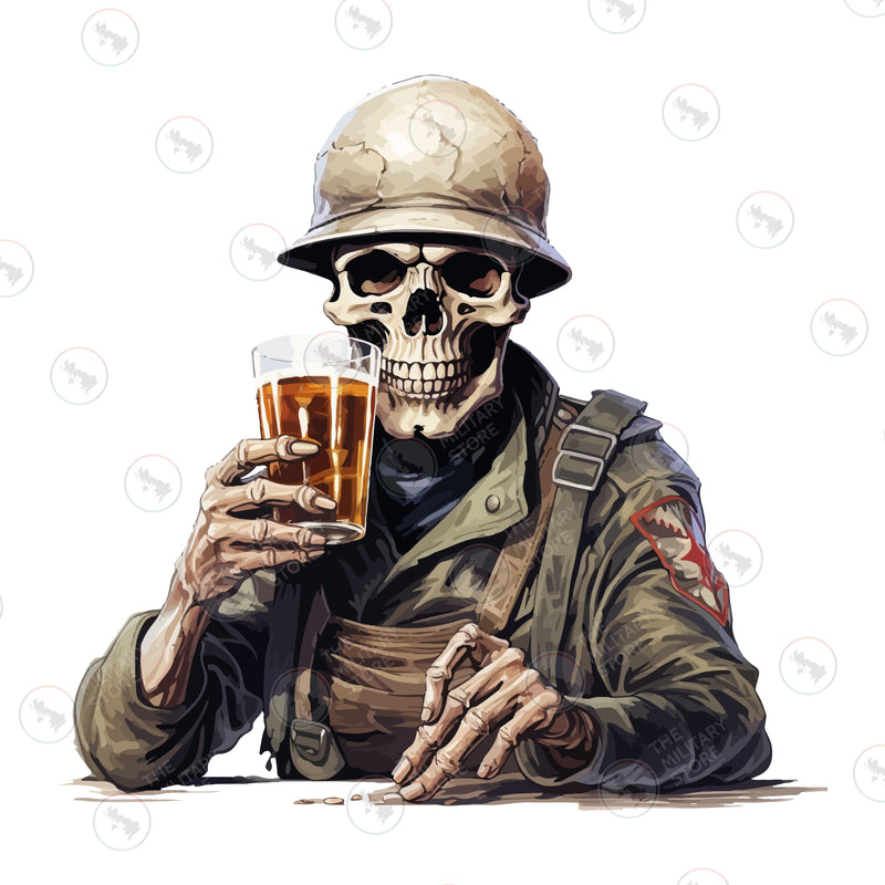 Skeleton with Grog Printed T-Shirt