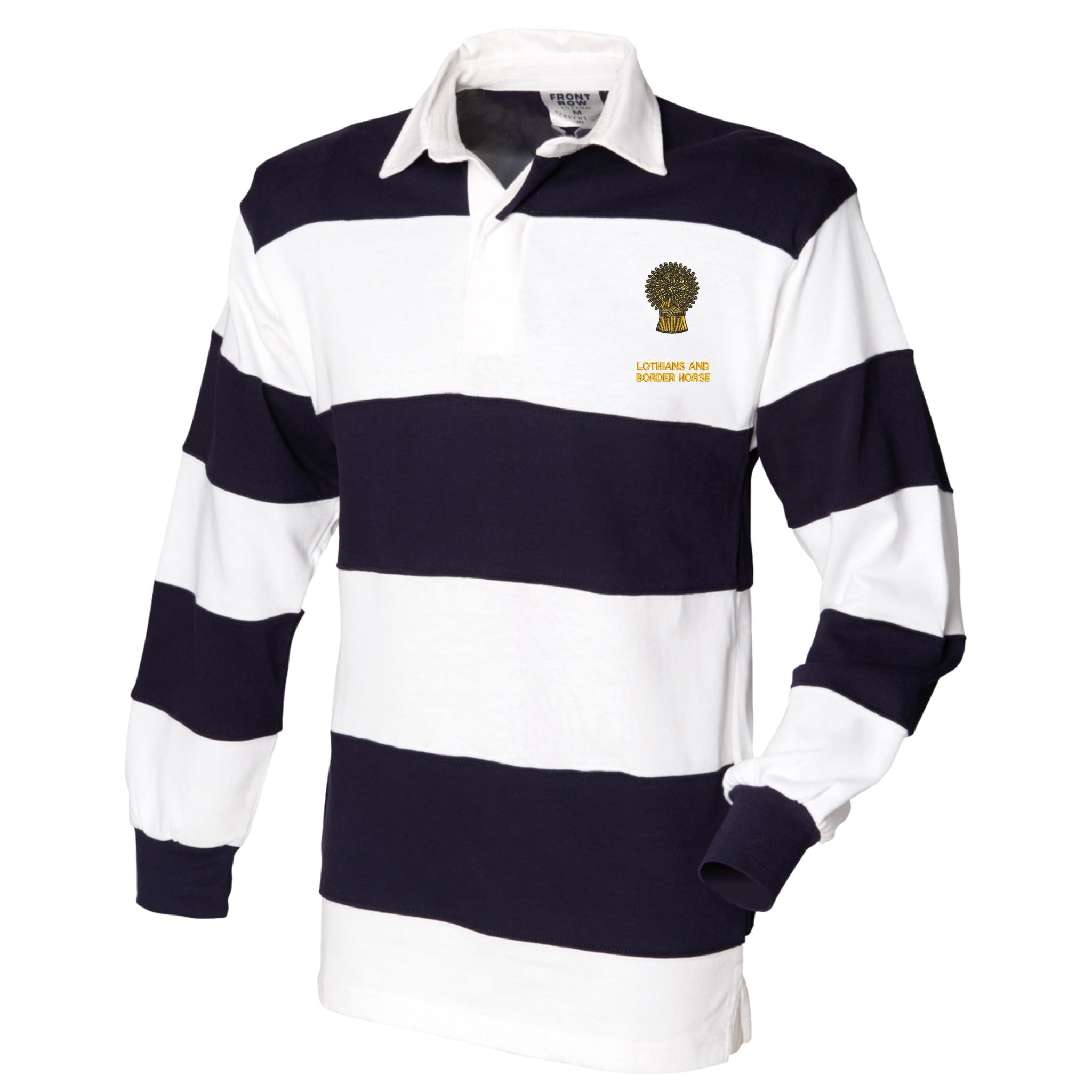 Lothians and Border Horse Front Row Sewn Stripe Long Sleeve Rugby Shir ...