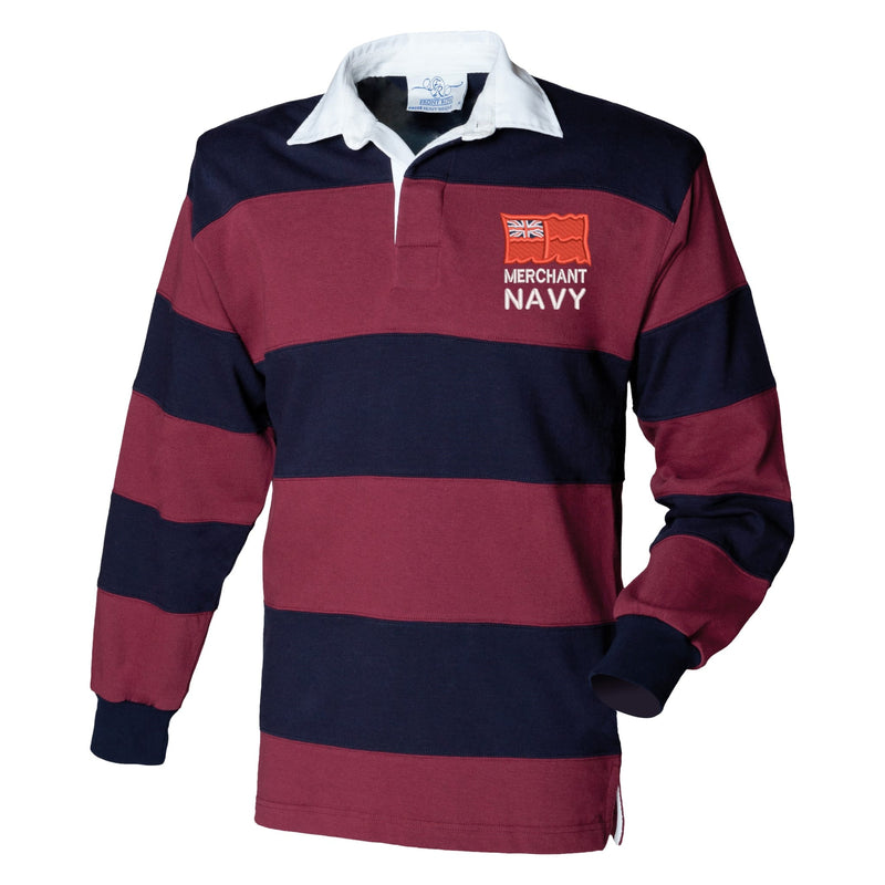 Merchant Navy Front Row Sewn Stripe Long Sleeve Rugby Shirt