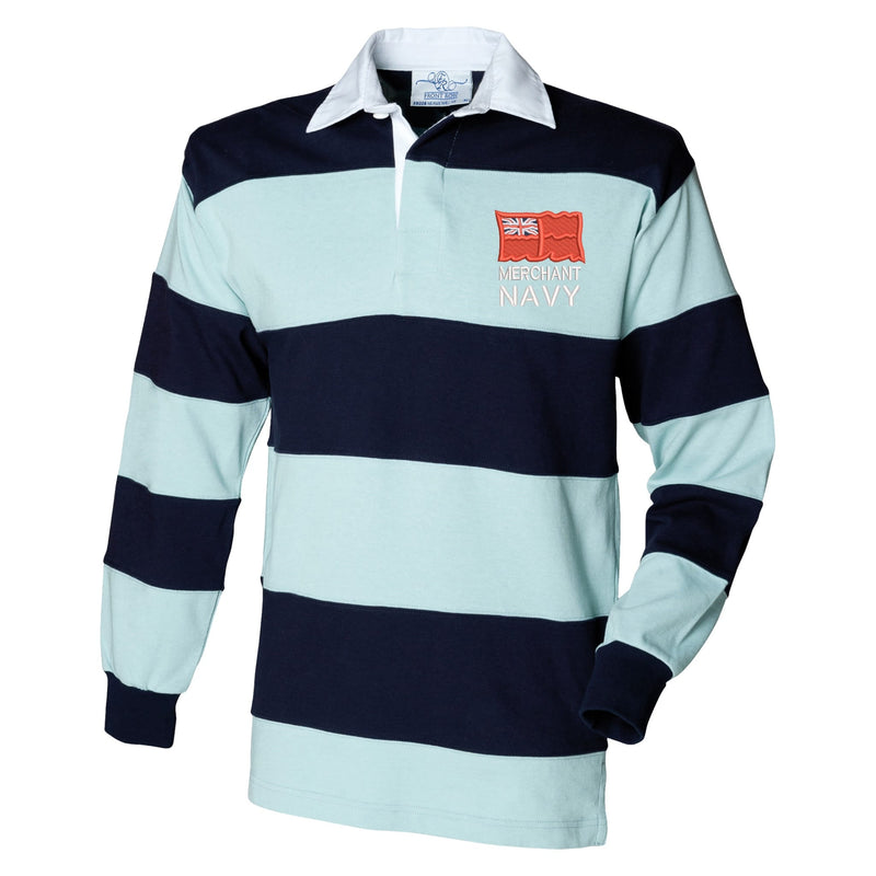 Merchant Navy Front Row Sewn Stripe Long Sleeve Rugby Shirt