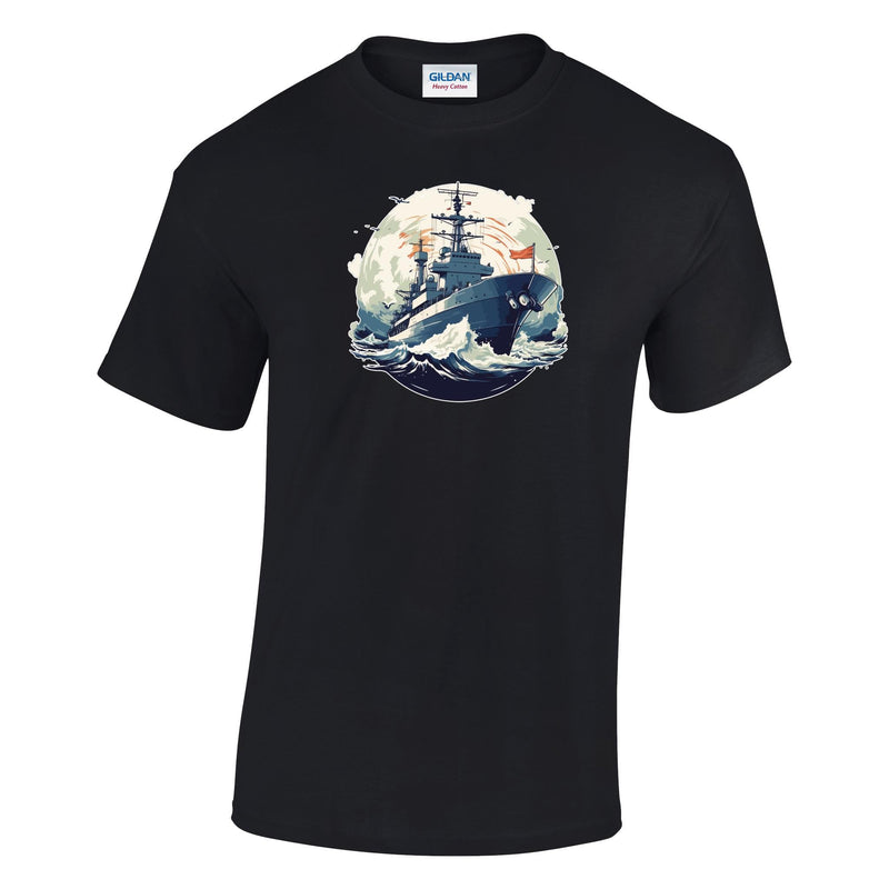 Navy Boat Printed T-Shirt