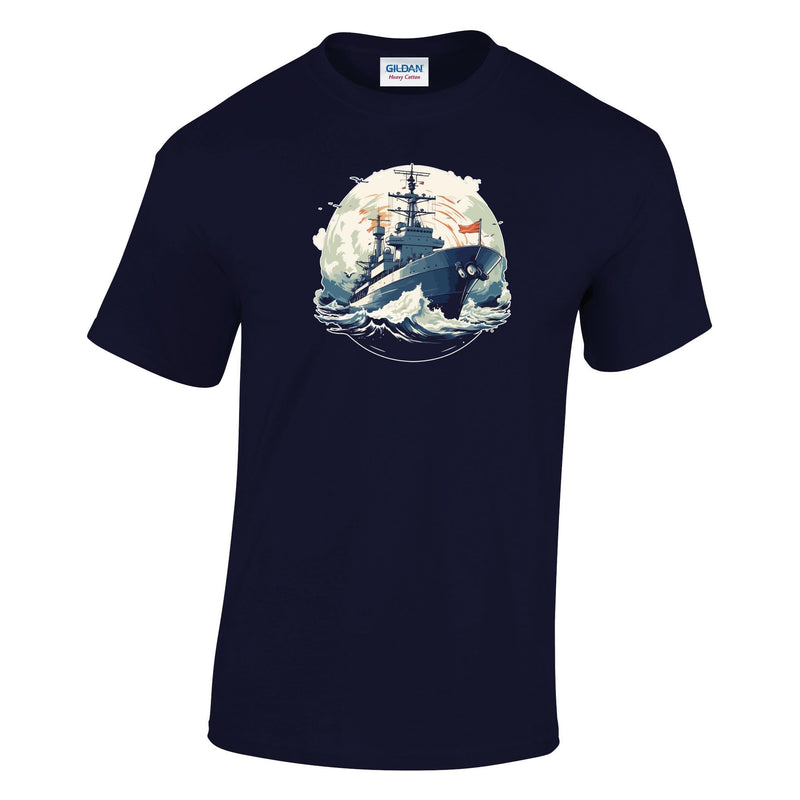 Navy Boat Printed T-Shirt
