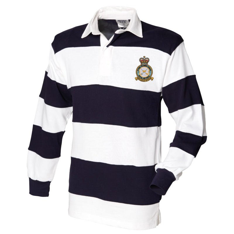 No 1 Flying Training School RAF Front Row Sewn Stripe Long Sleeve Rugby Shirt