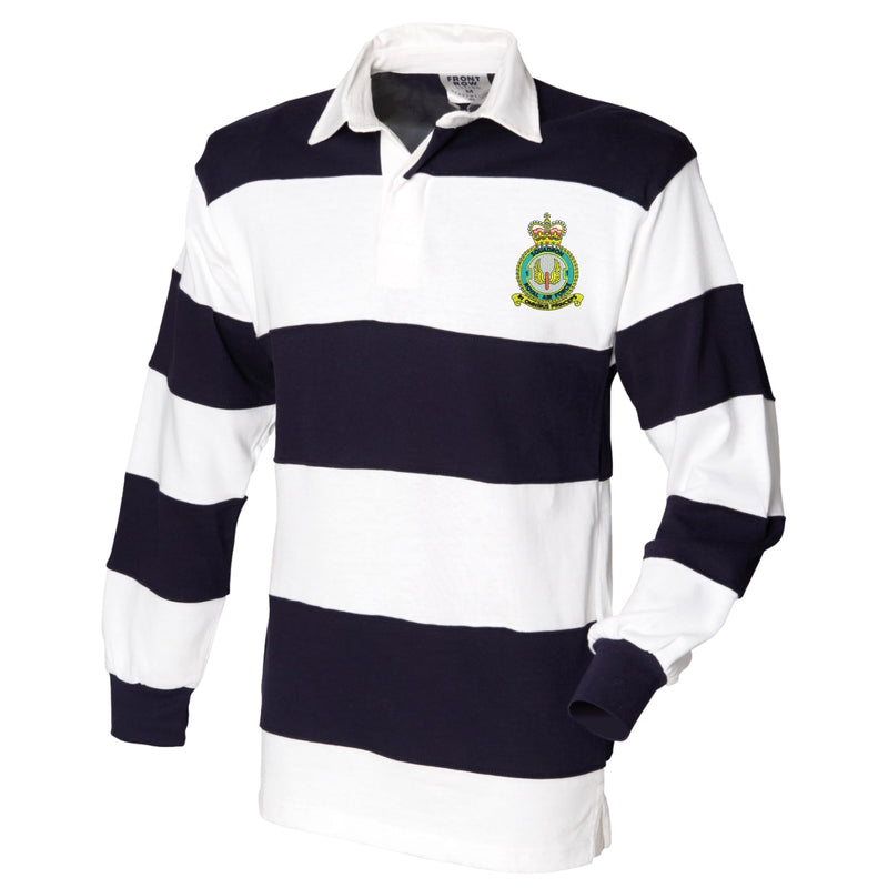 No 1 Squadron RAF Front Row Sewn Stripe Long Sleeve Rugby Shirt