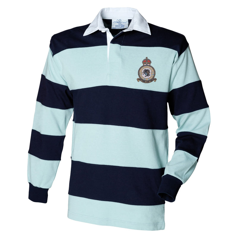 No. 100 Group RAF Front Row Sewn Stripe Long Sleeve Rugby Shirt