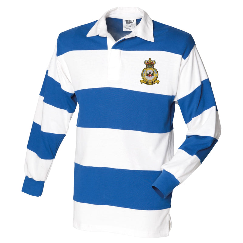 No 14 Squadron RAF Front Row Sewn Stripe Long Sleeve Rugby Shirt
