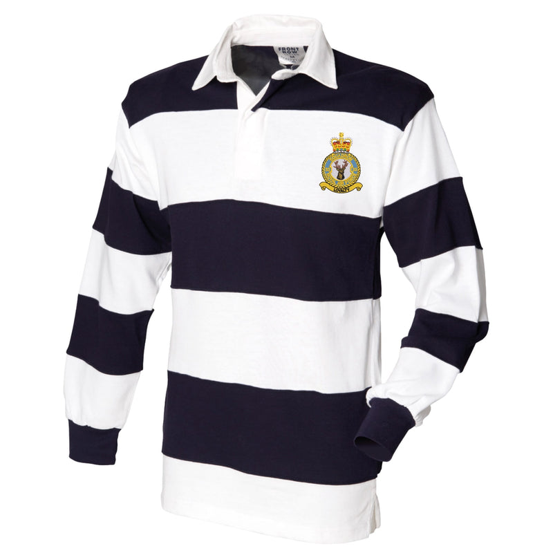 No. 33 Squadron RAF Front Row Sewn Stripe Long Sleeve Rugby Shirt