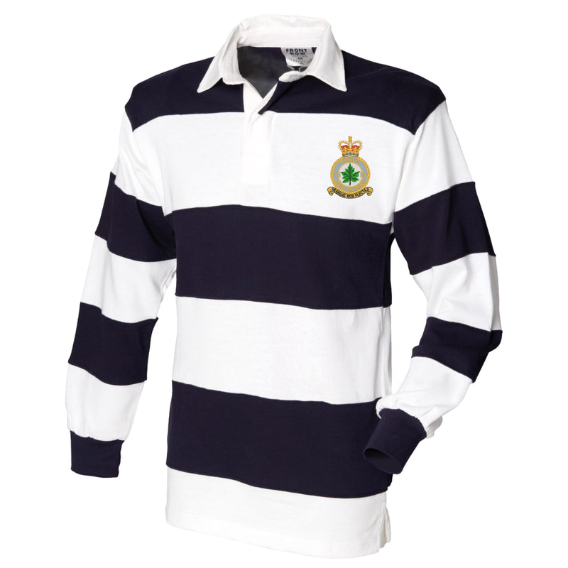 No 5 Squadron RAF Front Row Sewn Stripe Long Sleeve Rugby Shirt