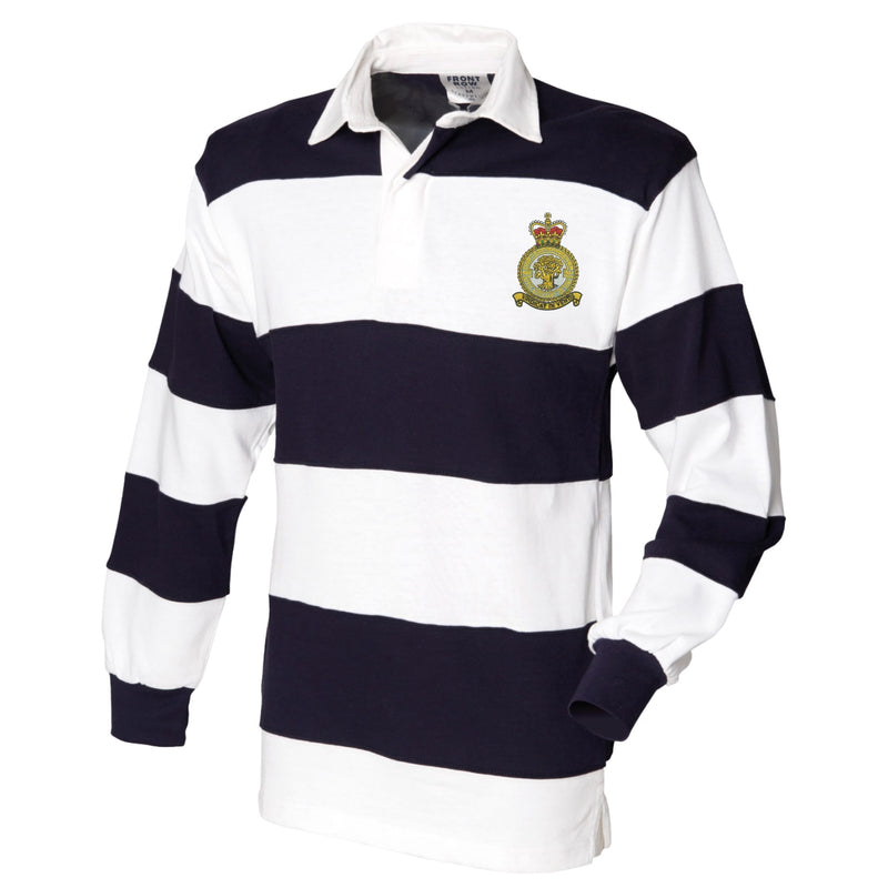 No. 504 Squadron RAF Front Row Sewn Stripe Long Sleeve Rugby Shirt