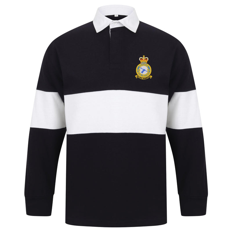 No 55 Squadron RAF Front Row Long Sleeve Panelled Rugby Shirt
