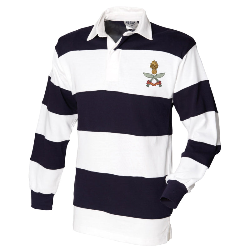 Queens Gurkha Engineers Front Row Sewn Stripe Long Sleeve Rugby Shirt