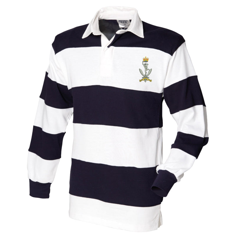 Queen's Gurkha Signals Front Row Sewn Stripe Long Sleeve Rugby Shirt