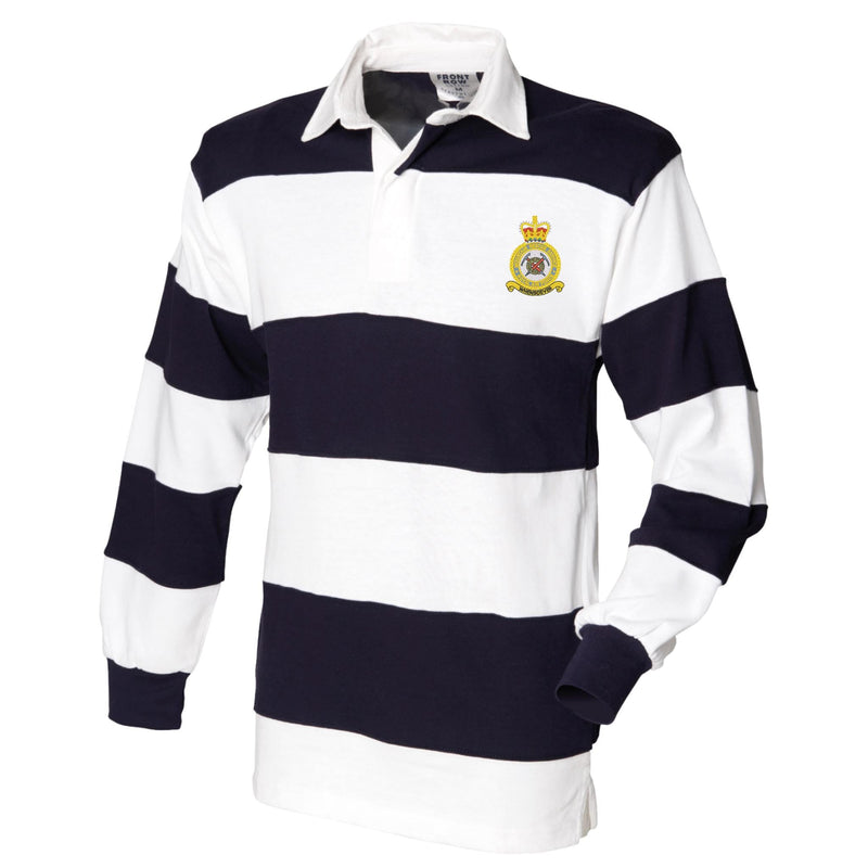 RAF Mountain Rescue Service Front Row Sewn Stripe Long Sleeve Rugby Shirt