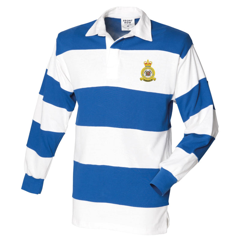 RAF Mountain Rescue Service Front Row Sewn Stripe Long Sleeve Rugby Shirt