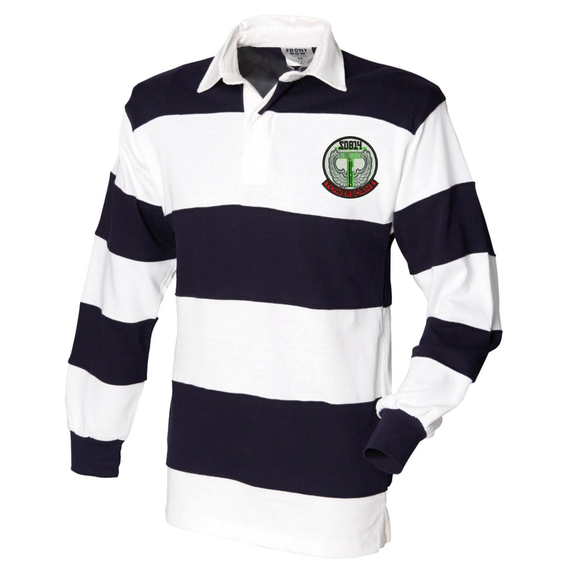 RAFP 814 Towerborne Front Row Sewn Stripe Long Sleeve Rugby Shirt