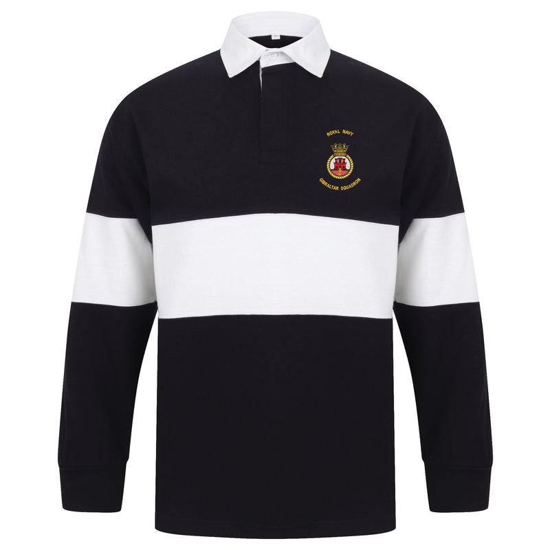 Royal Navy Gibraltar Squadron Front Row Long Sleeve Panelled Rugby Shirt