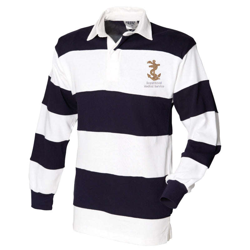 Royal Navy Medical Service Front Row Sewn Stripe Long Sleeve Rugby Shirt