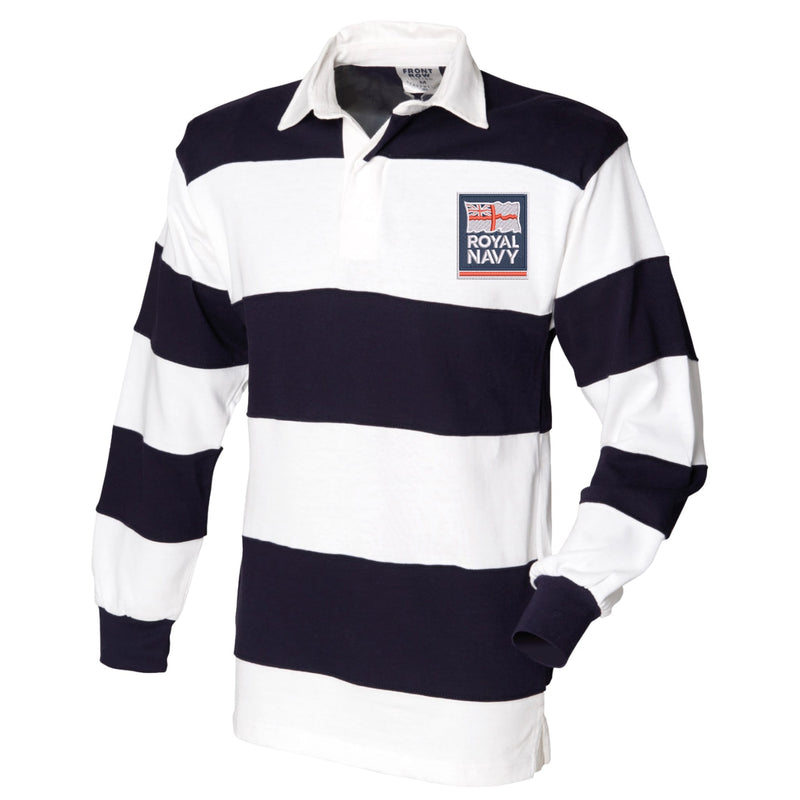 Royal Navy Front Row Sewn Stripe Long Sleeve Rugby Shirt