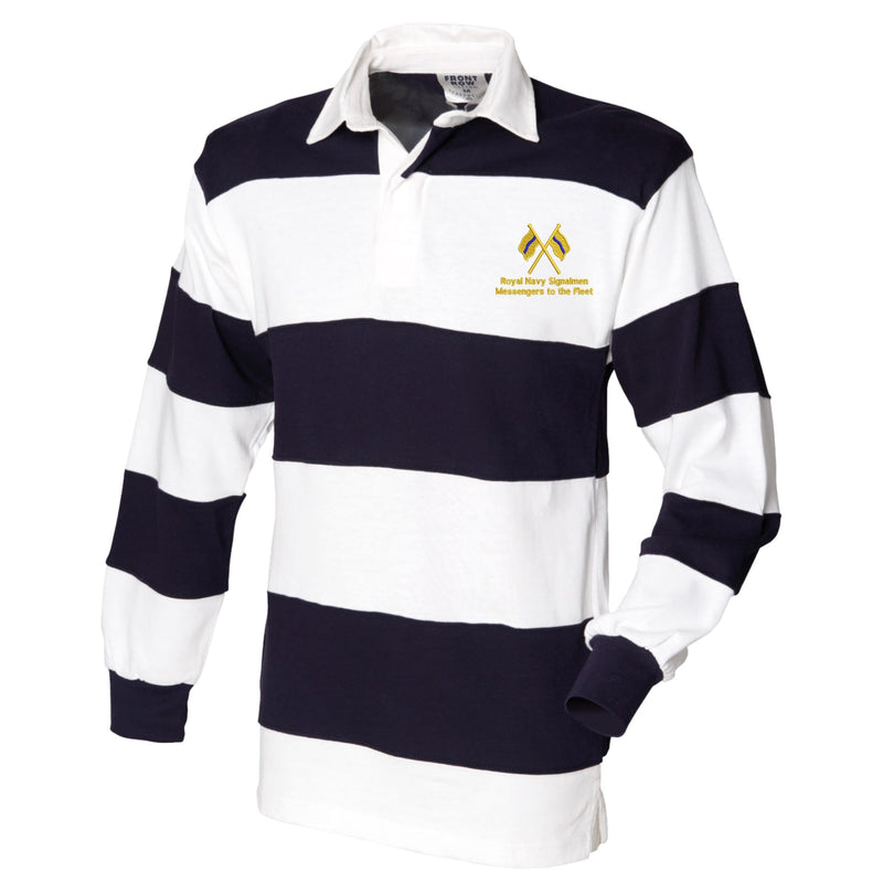 Royal Navy Signalmen Front Row Sewn Stripe Long Sleeve Rugby Shirt