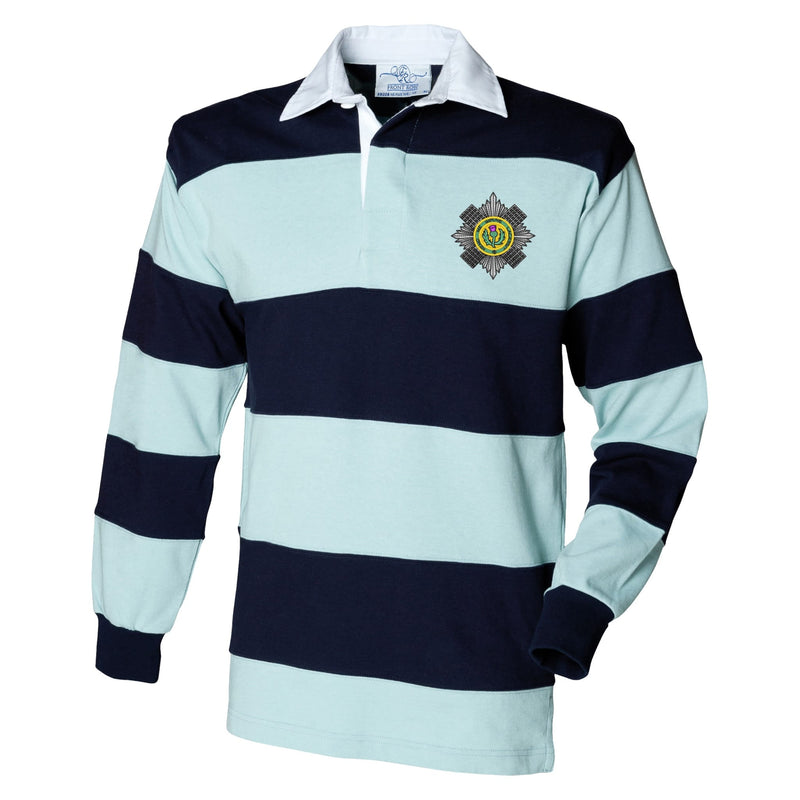 Scots Guards Front Row Sewn Stripe Long Sleeve Rugby Shirt