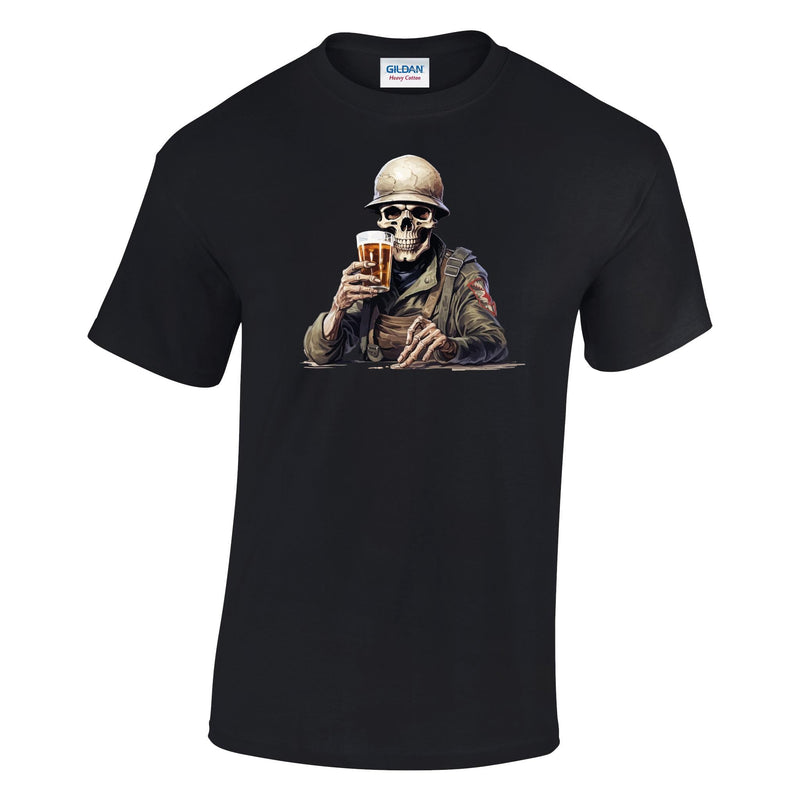 Skeleton with Grog Printed T-Shirt