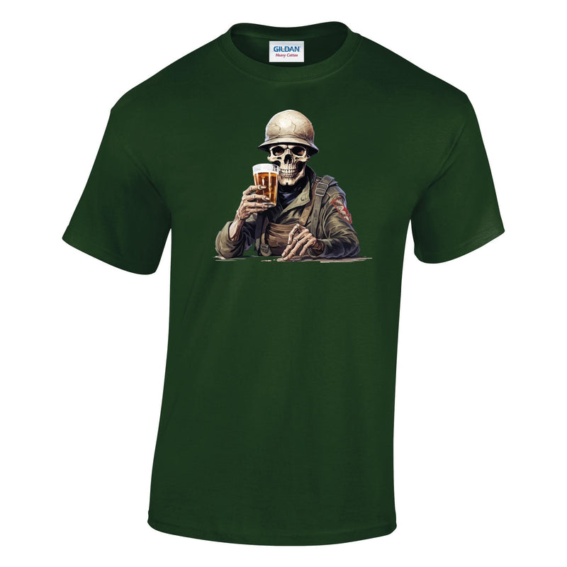 Skeleton with Grog Printed T-Shirt