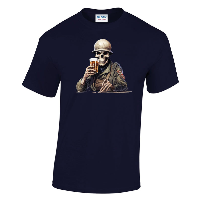 Skeleton with Grog Printed T-Shirt