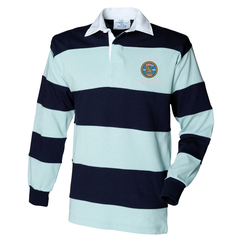 Medway Victory Sea Cadet Unit - TS Temeraire Front Row Sewn Stripe Long Sleeve Rugby Shirt