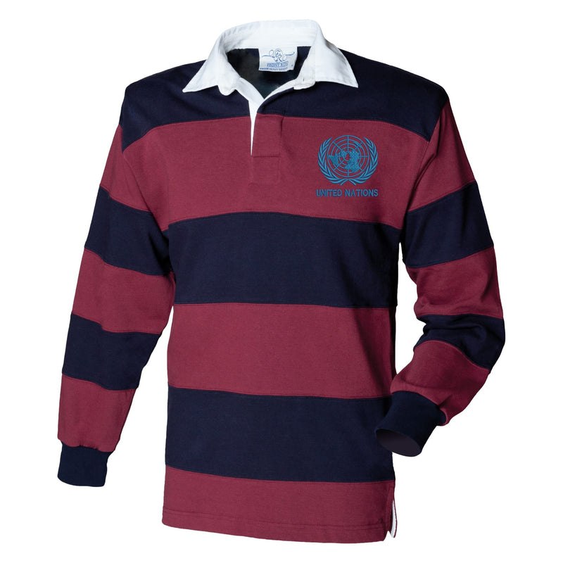 United Nations Front Row Sewn Stripe Long Sleeve Rugby Shirt