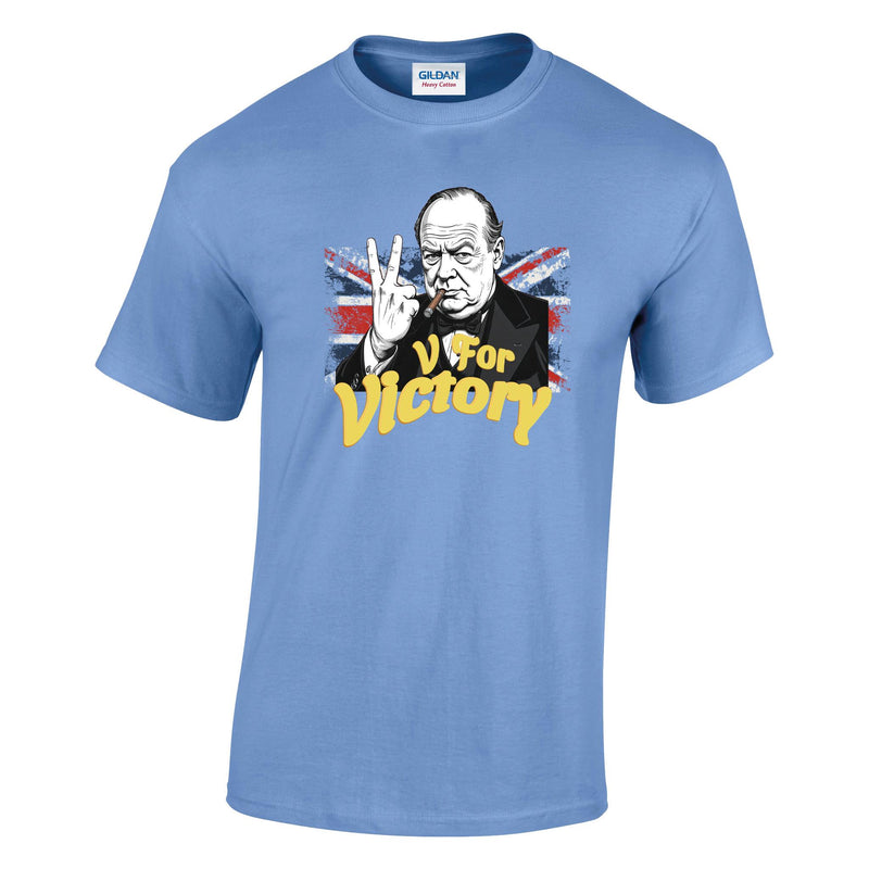 VE-Day: V For Victory Churchill Flag Printed T-Shirt