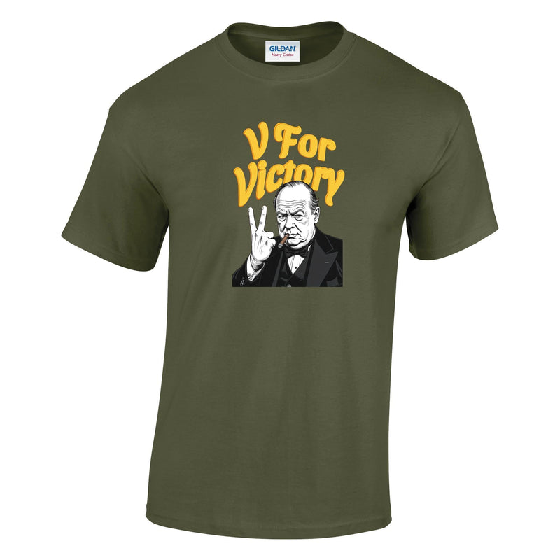 VE-Day: V For Victory Churchill Printed T-Shirt