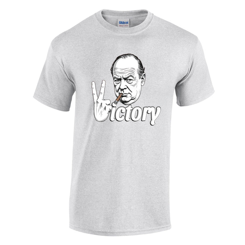 VE-Day: V For Victory Churchill V Sign Printed T-Shirt
