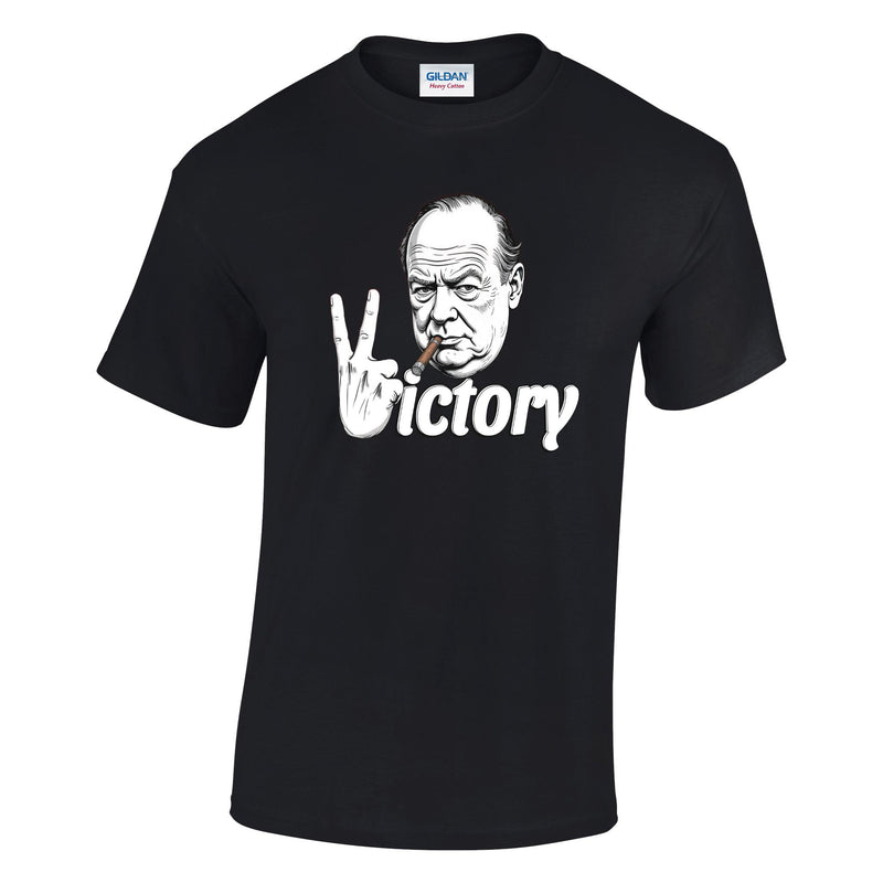VE-Day: V For Victory Churchill V Sign Printed T-Shirt