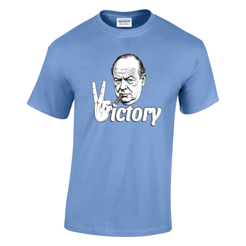 VE-Day: V For Victory Churchill V Sign Printed T-Shirt
