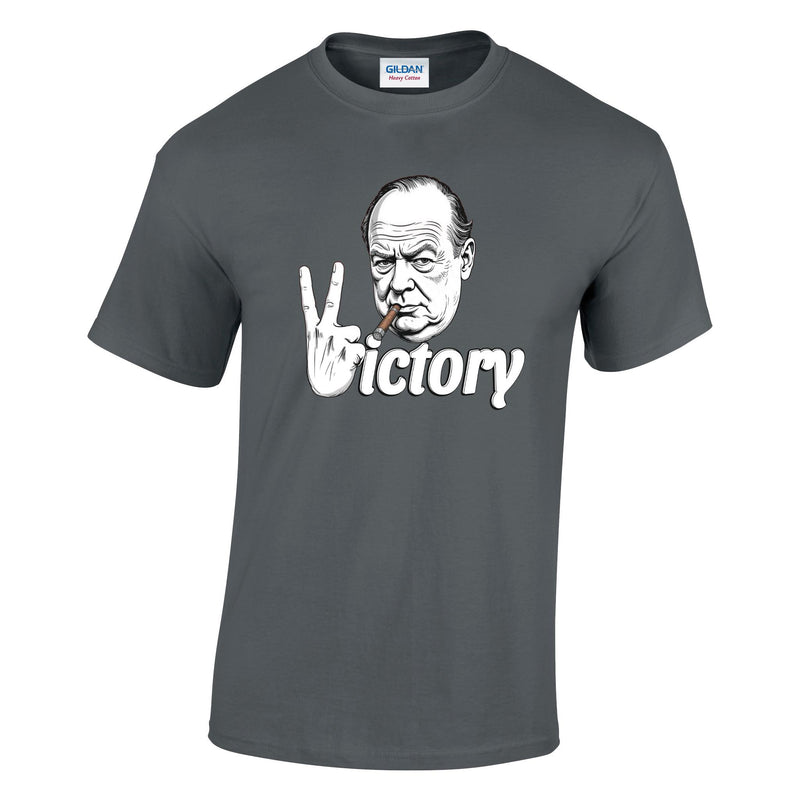 VE-Day: V For Victory Churchill V Sign Printed T-Shirt
