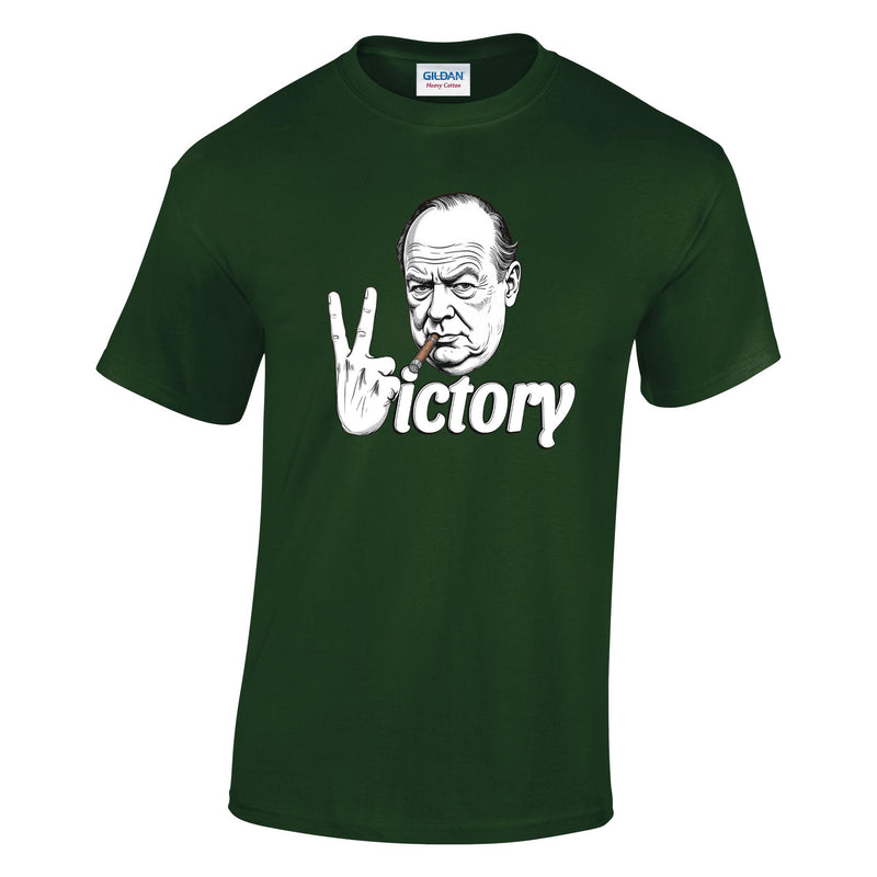 VE-Day: V For Victory Churchill V Sign Printed T-Shirt