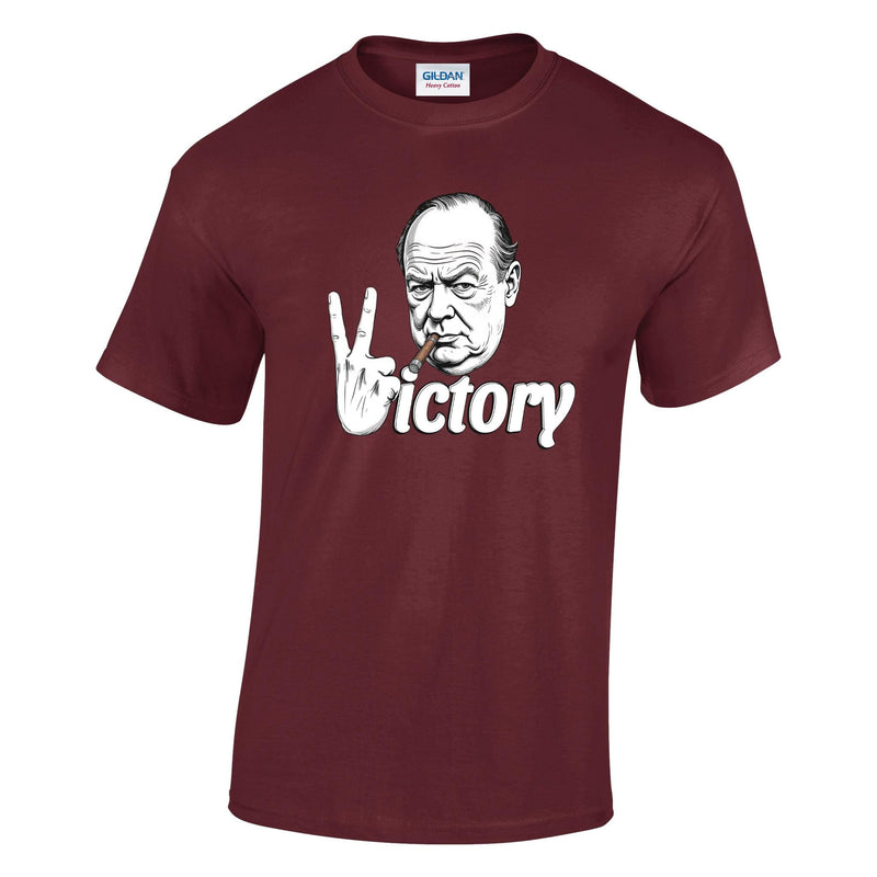 VE-Day: V For Victory Churchill V Sign Printed T-Shirt