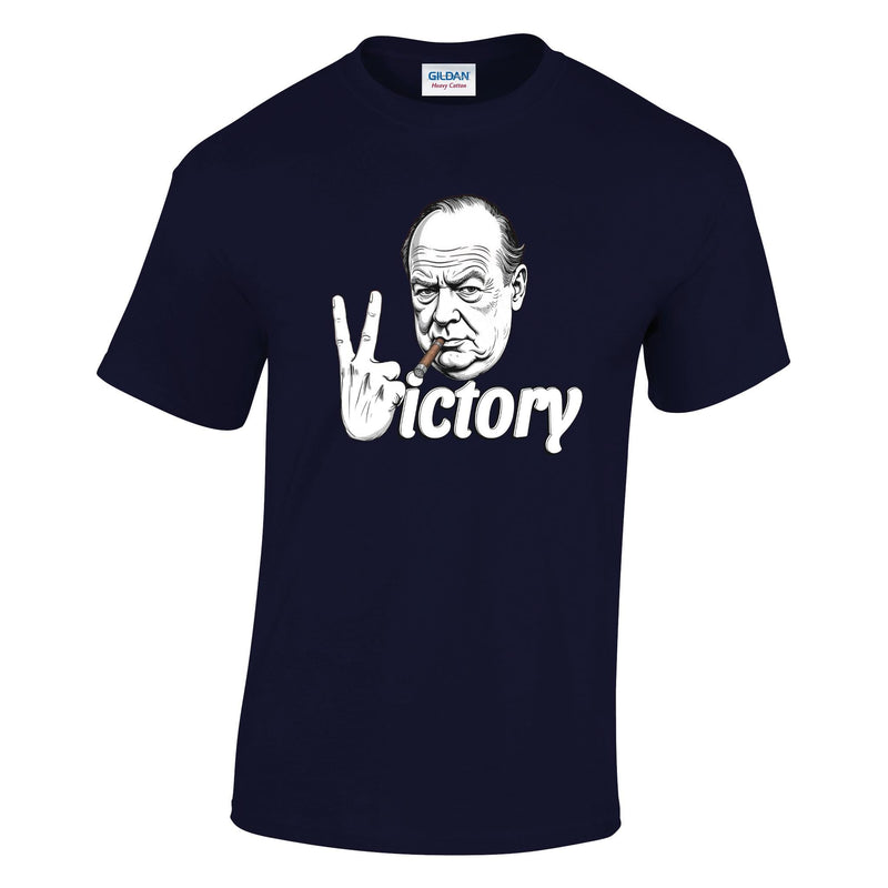 VE-Day: V For Victory Churchill V Sign Printed T-Shirt