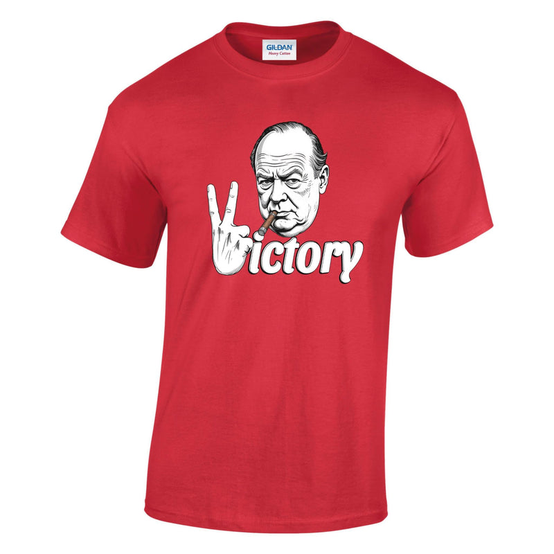 VE-Day: V For Victory Churchill V Sign Printed T-Shirt