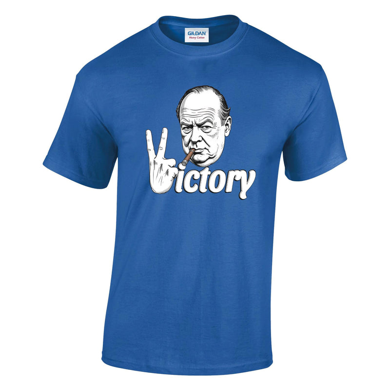 VE-Day: V For Victory Churchill V Sign Printed T-Shirt