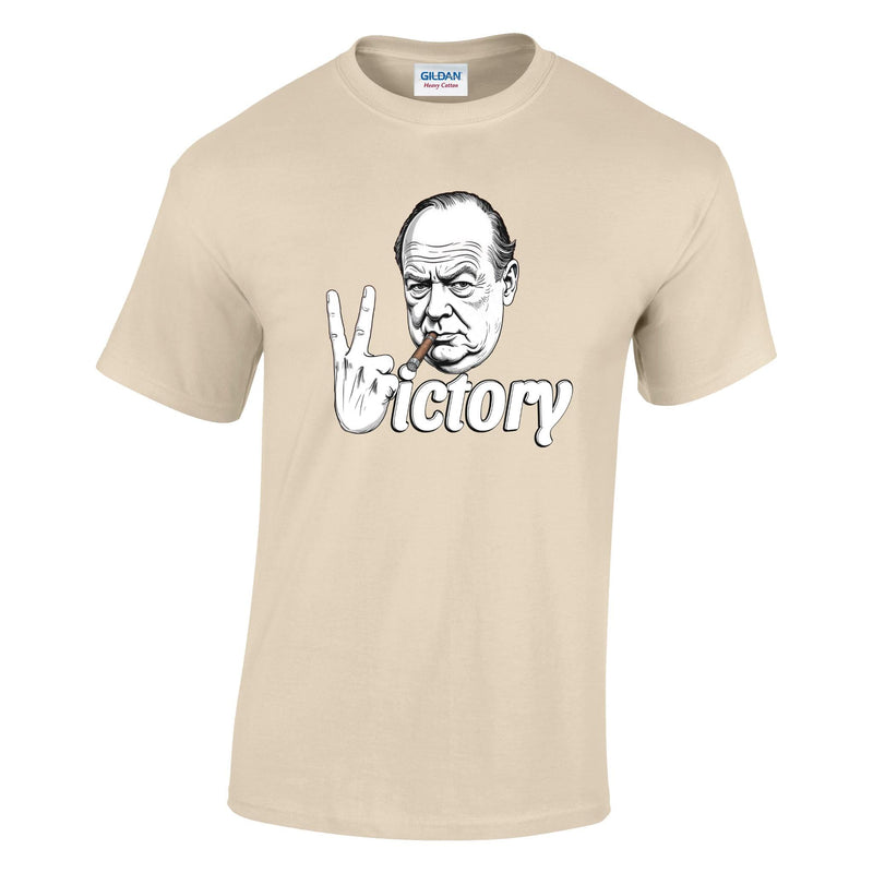 VE-Day: V For Victory Churchill V Sign Printed T-Shirt