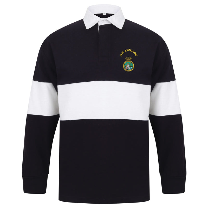 HMS Excellent Long Sleeve Panelled Rugby Shirt