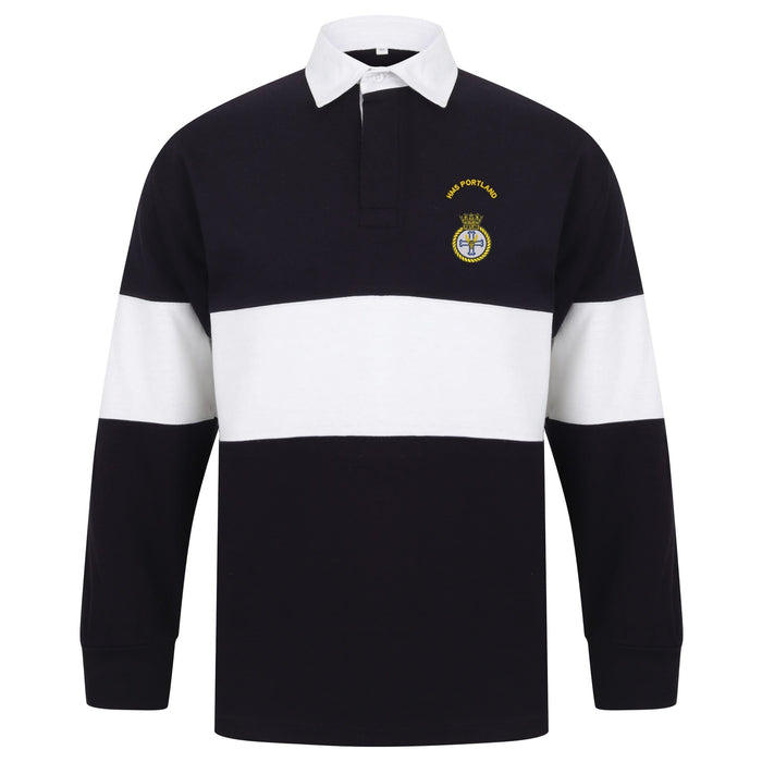 HMS Portland Long Sleeve Panelled Rugby Shirt