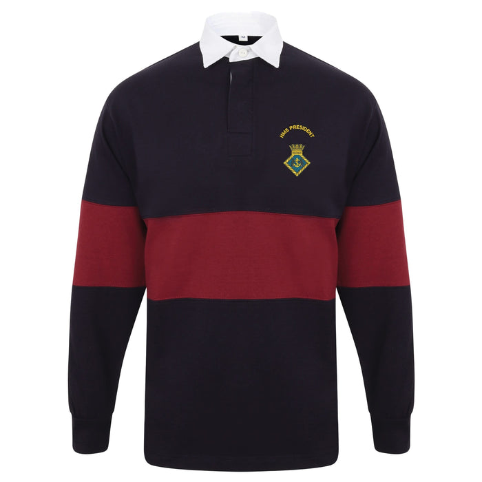HMS President Long Sleeve Panelled Rugby Shirt